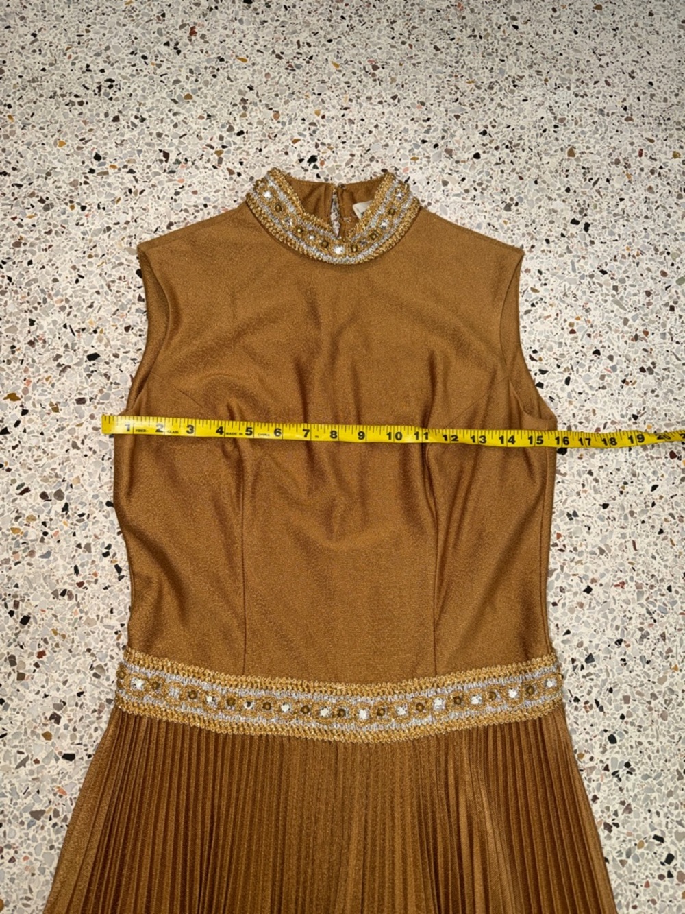 Vintage Miss Theme New York gold 60’s Palm Royal mini party cocktail dress 6 - Picture 8 of 11